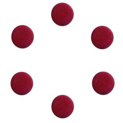 Boutons de mandoline ronds 14 mm env, rouge foncé, non perçé, les 6 pcs
