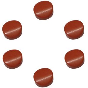 Boutons de mandoline ronds 14 mm env, rouge clair, bomb�s, les 6 pcs