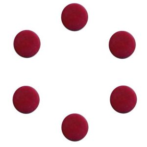 Boutons de mandoline ronds 14 mm env, rouge fonc�, non per��s, les 6 pcs