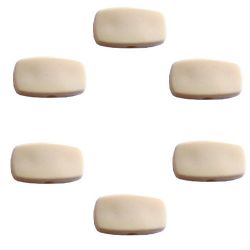Boutons de guitare rectangulaires 23 x 12 mm env, crème, les 6 pcs