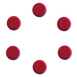 Boutons de mandoline ronds 14 mm env, rouge clair, les 6 pcs