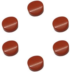 Boutons de mandoline ronds 14 mm env, rouge clair, bombés, les 6 pcs