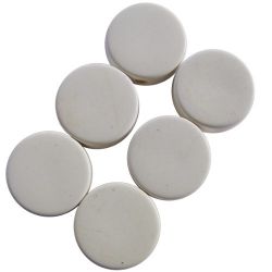 Boutons de guitare ronds 17/18 mm env, blancs, les 6 pcs