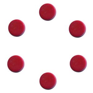 Boutons de mandoline ronds 14 mm env, rouge clair, les 6 pcs