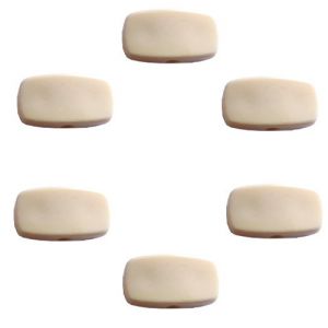 Boutons de guitare rectangulaires 23 x 12 mm env, cr�me, les 6 pcs