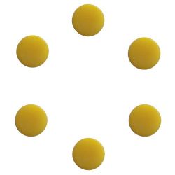 Boutons de mandoline ronds 14 mm env, jaunes, les 6 pcs