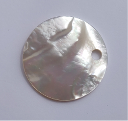 Pastille(s) nacre blanche, diam 40 mm, paisseur 2.7 mm, trou 5 mm, polie