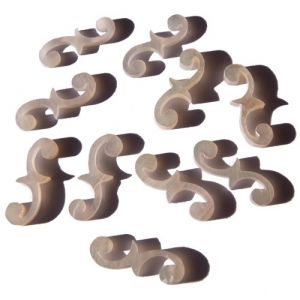 Incrustation(s) en nacre blanche, mod�le 'S' , �paisseur 1 mm, les 10 pi�ces